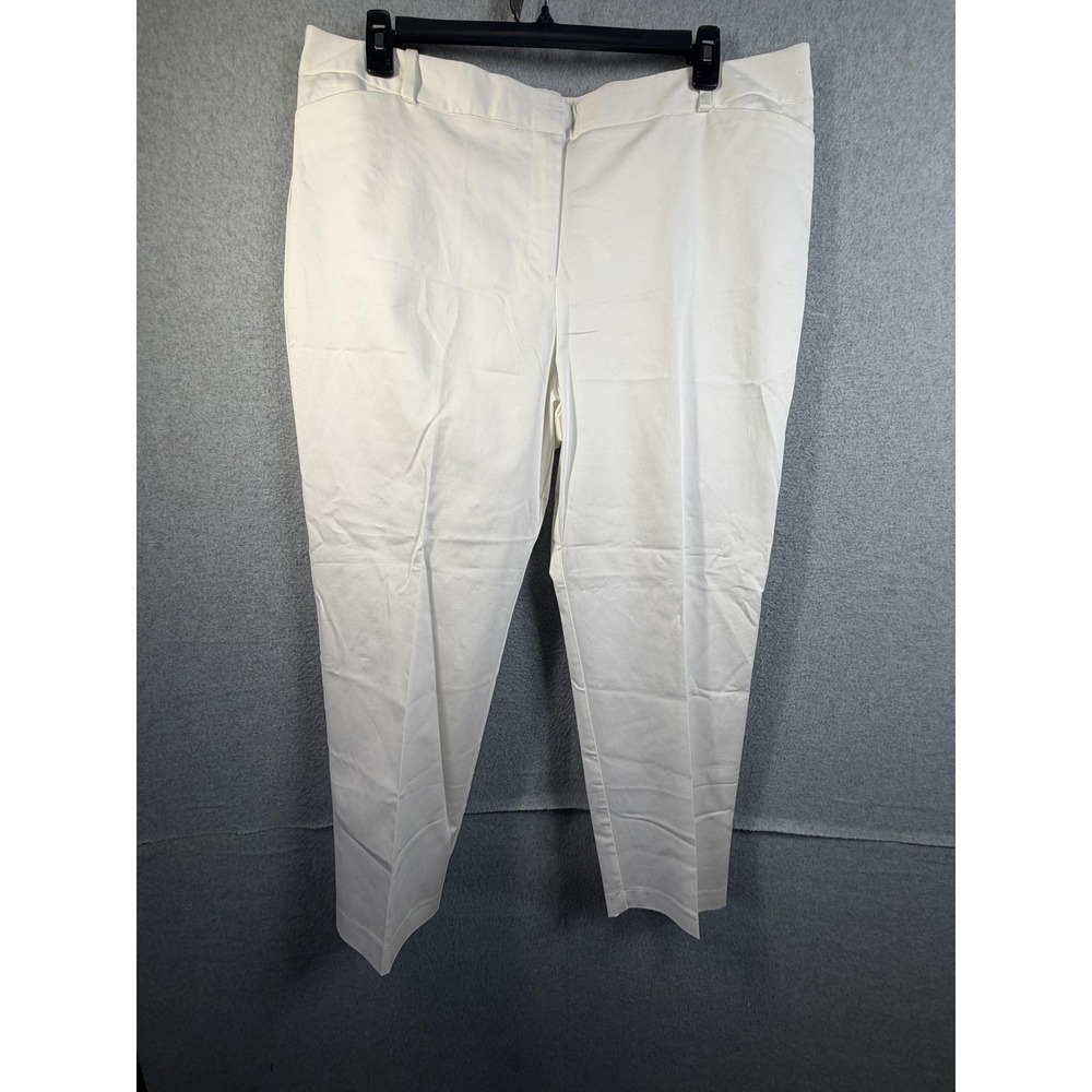 Liz Claiborne Pants Womens 18 White Emma Chino Stretch Flat Front Casual Twill